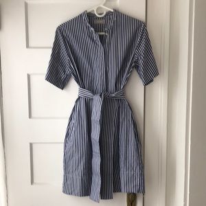 Everlane Cotton Collarless Belted Shirtdress